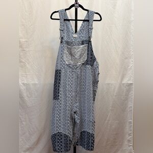 256 - POL Navy and White Patchwork Crop Overalls